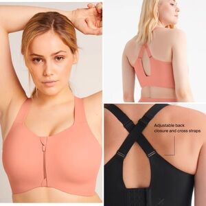 Knix Catalyst Front Zip Sports Bra Pink Ginger